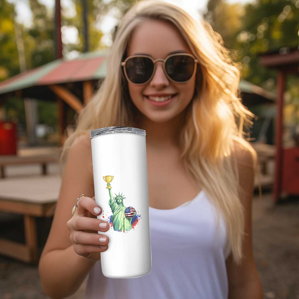 Statue Of Liberty Soccer Cup Skinny Tumbler USA Soccer Lover Gift