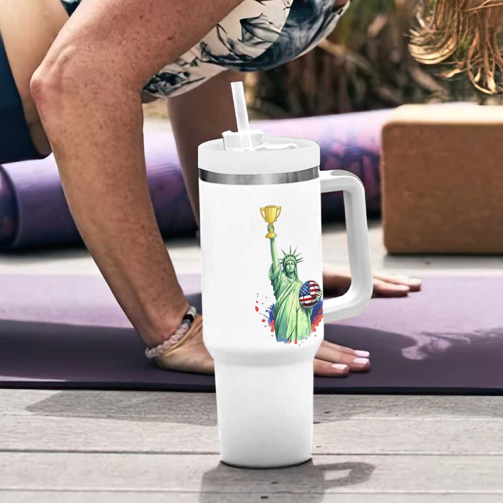 Statue Of Liberty Soccer Cup Tumbler With Handle USA Soccer Lover Gift