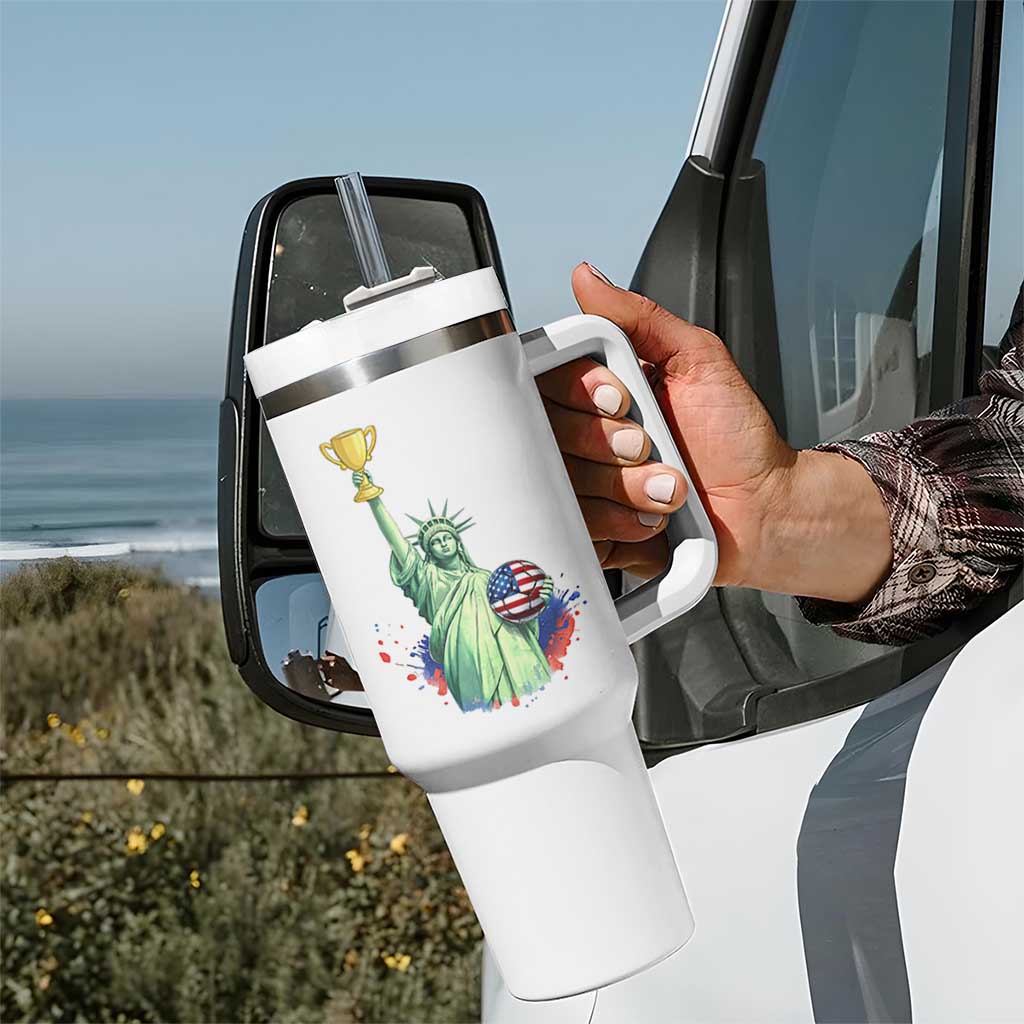Statue Of Liberty Soccer Cup Tumbler With Handle USA Soccer Lover Gift
