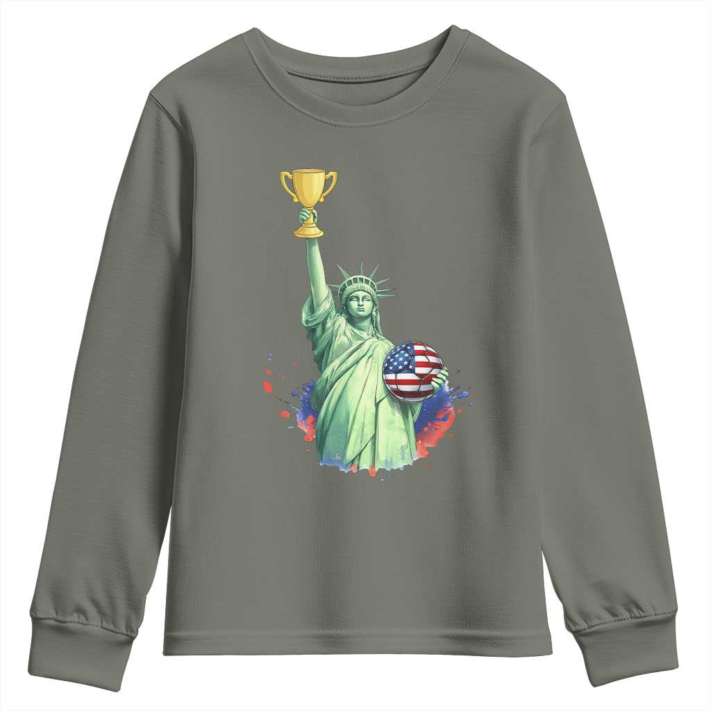Statue Of Liberty Soccer Cup Youth Sweatshirt USA Soccer Lover Gift