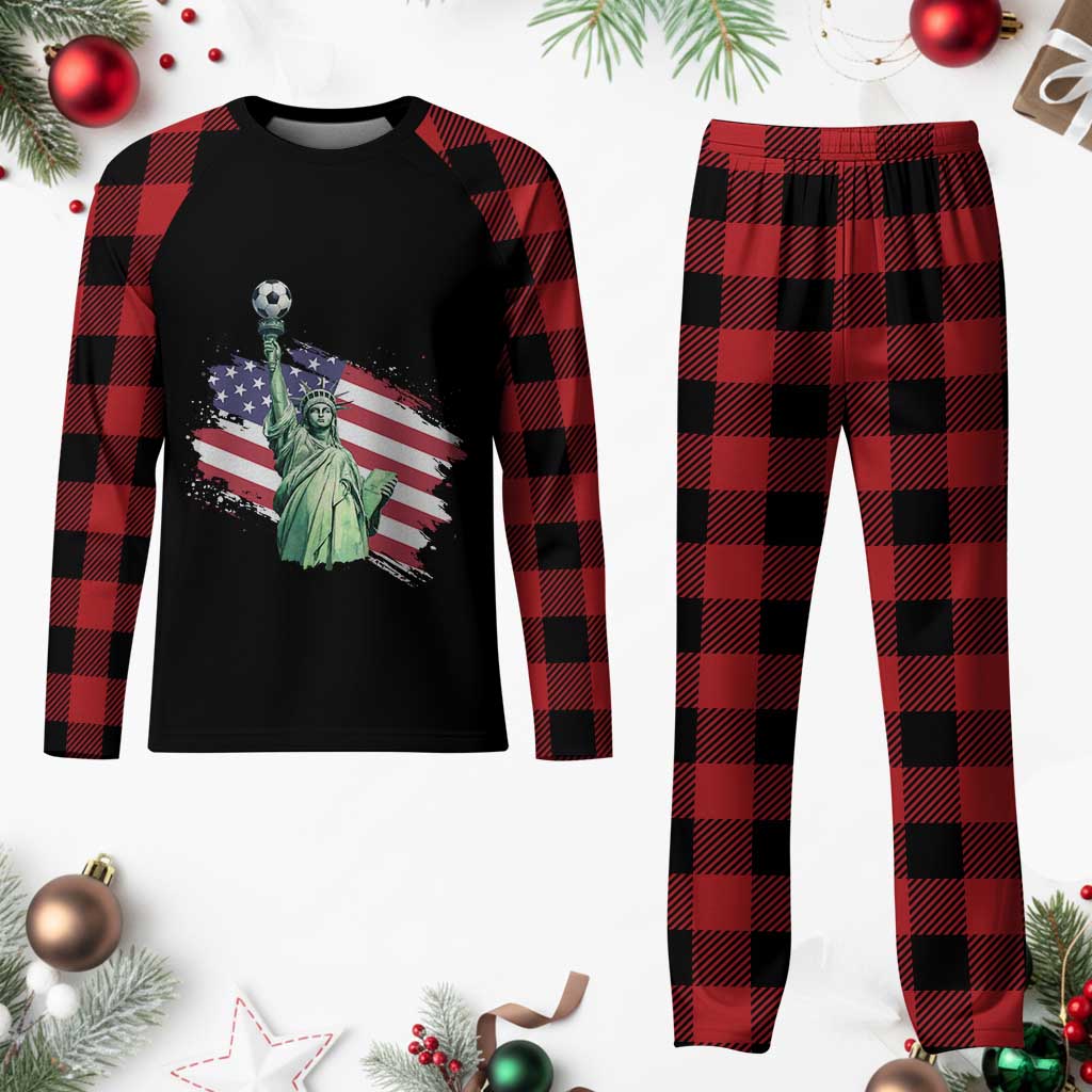 Statue Of Liberty Soccer Lover Plaid Pajama Set New Yorker Fan Gift
