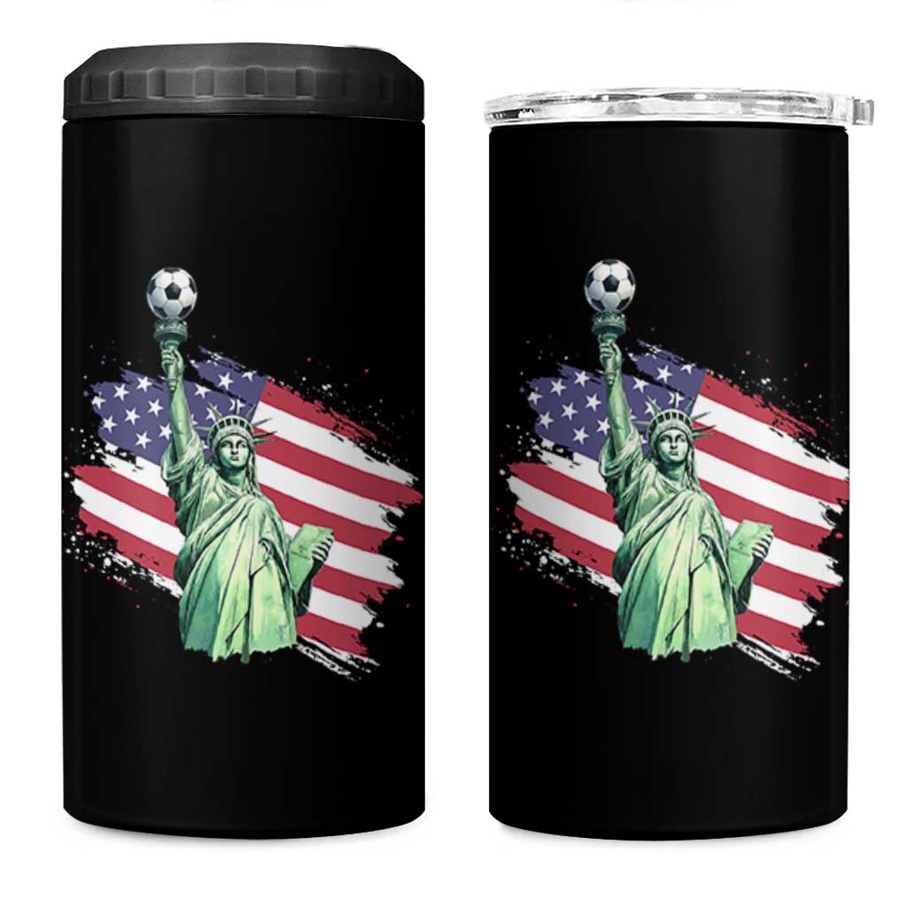 Statue Of Liberty Soccer Lover 4 in 1 Can Cooler Tumbler New Yorker Fan Gift