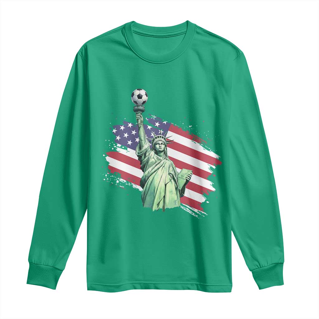 Statue Of Liberty Soccer Lover Long Sleeve Shirt New Yorker Fan Gift