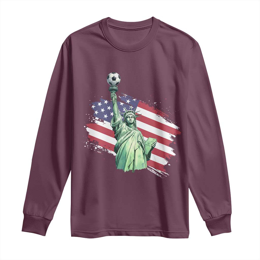 Statue Of Liberty Soccer Lover Long Sleeve Shirt New Yorker Fan Gift