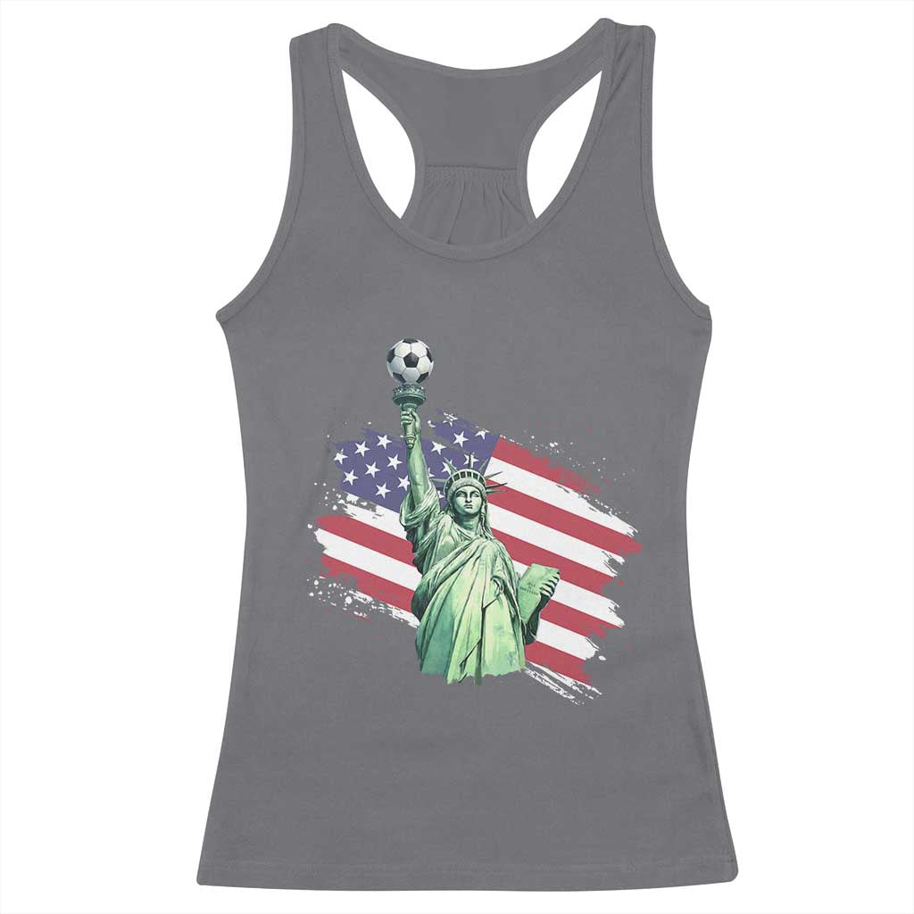 Statue Of Liberty Soccer Lover Racerback Tank Top New Yorker Fan Gift