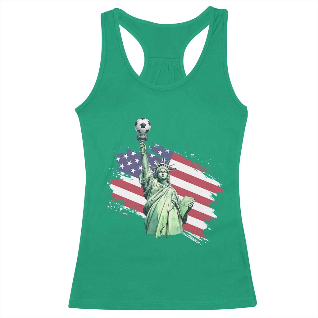Statue Of Liberty Soccer Lover Racerback Tank Top New Yorker Fan Gift