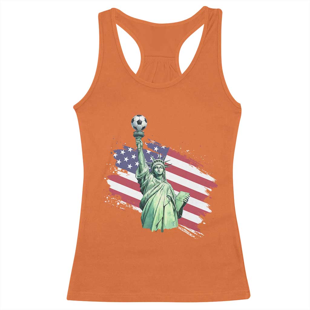 Statue Of Liberty Soccer Lover Racerback Tank Top New Yorker Fan Gift