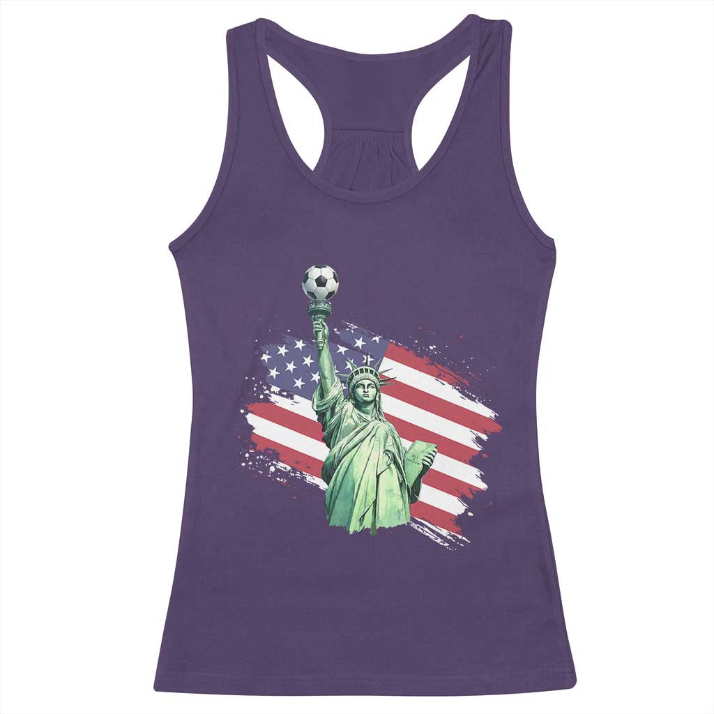 Statue Of Liberty Soccer Lover Racerback Tank Top New Yorker Fan Gift
