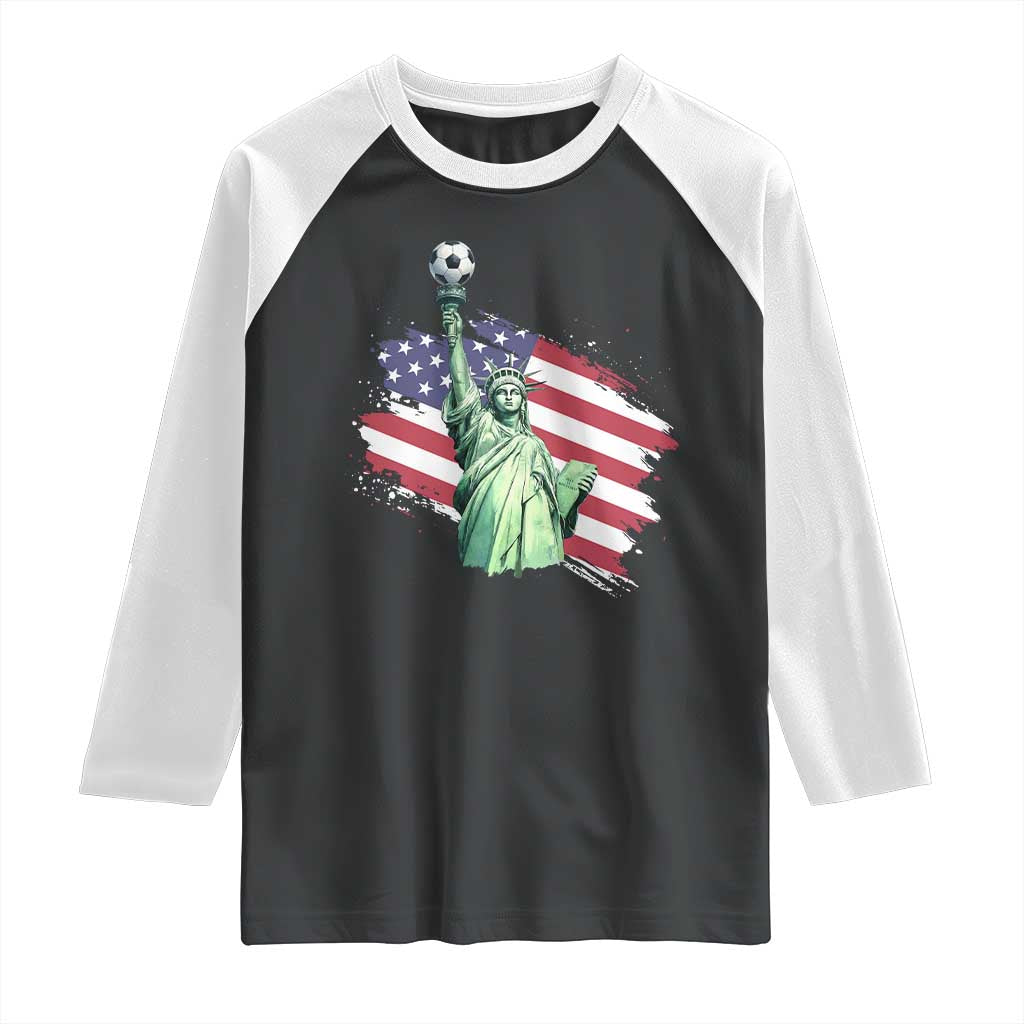 Statue Of Liberty Soccer Lover Raglan Shirt New Yorker Fan Gift