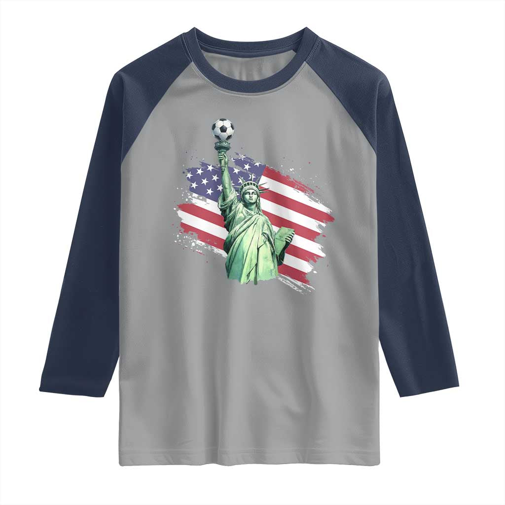 Statue Of Liberty Soccer Lover Raglan Shirt New Yorker Fan Gift