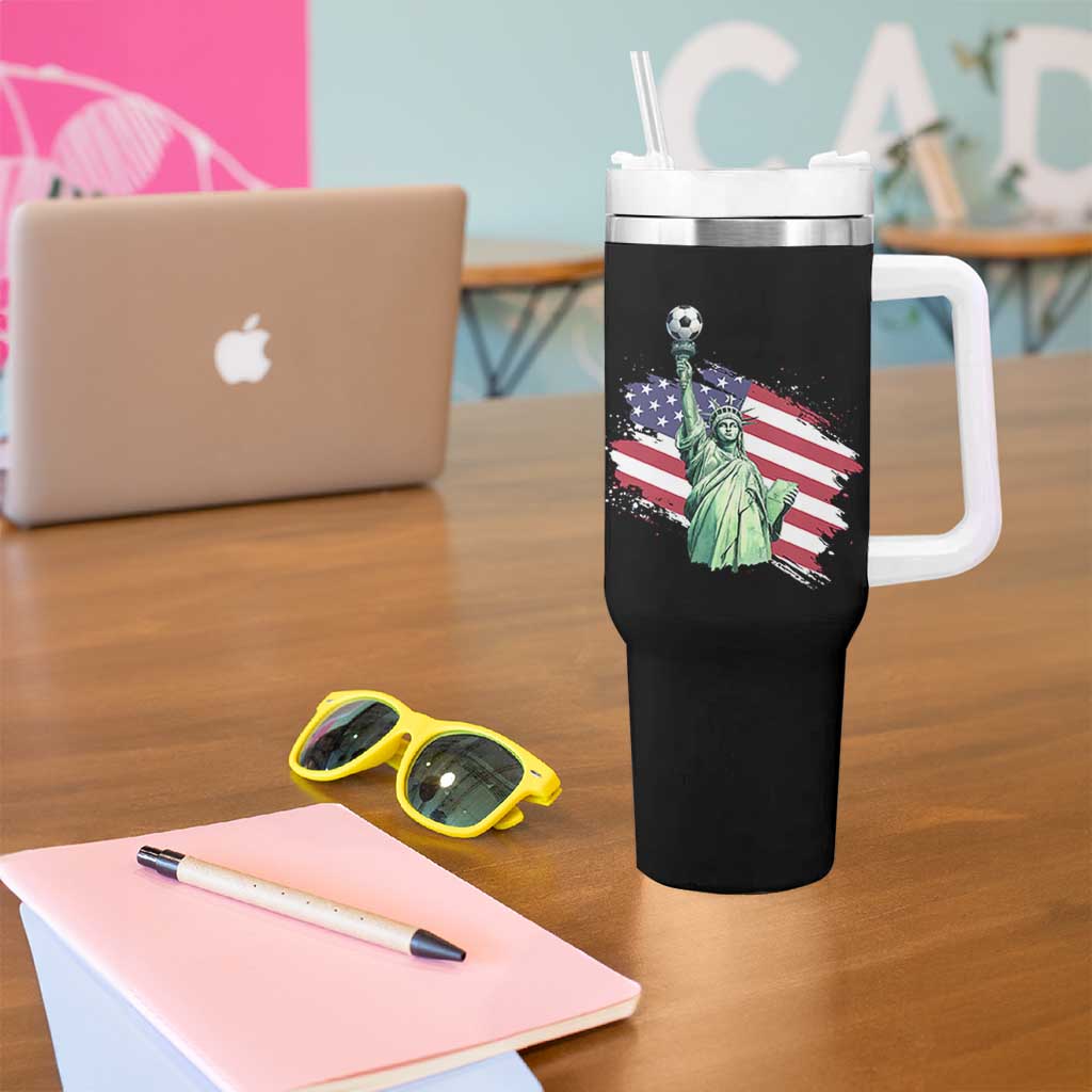 Statue Of Liberty Soccer Lover Tumbler With Handle New Yorker Fan Gift