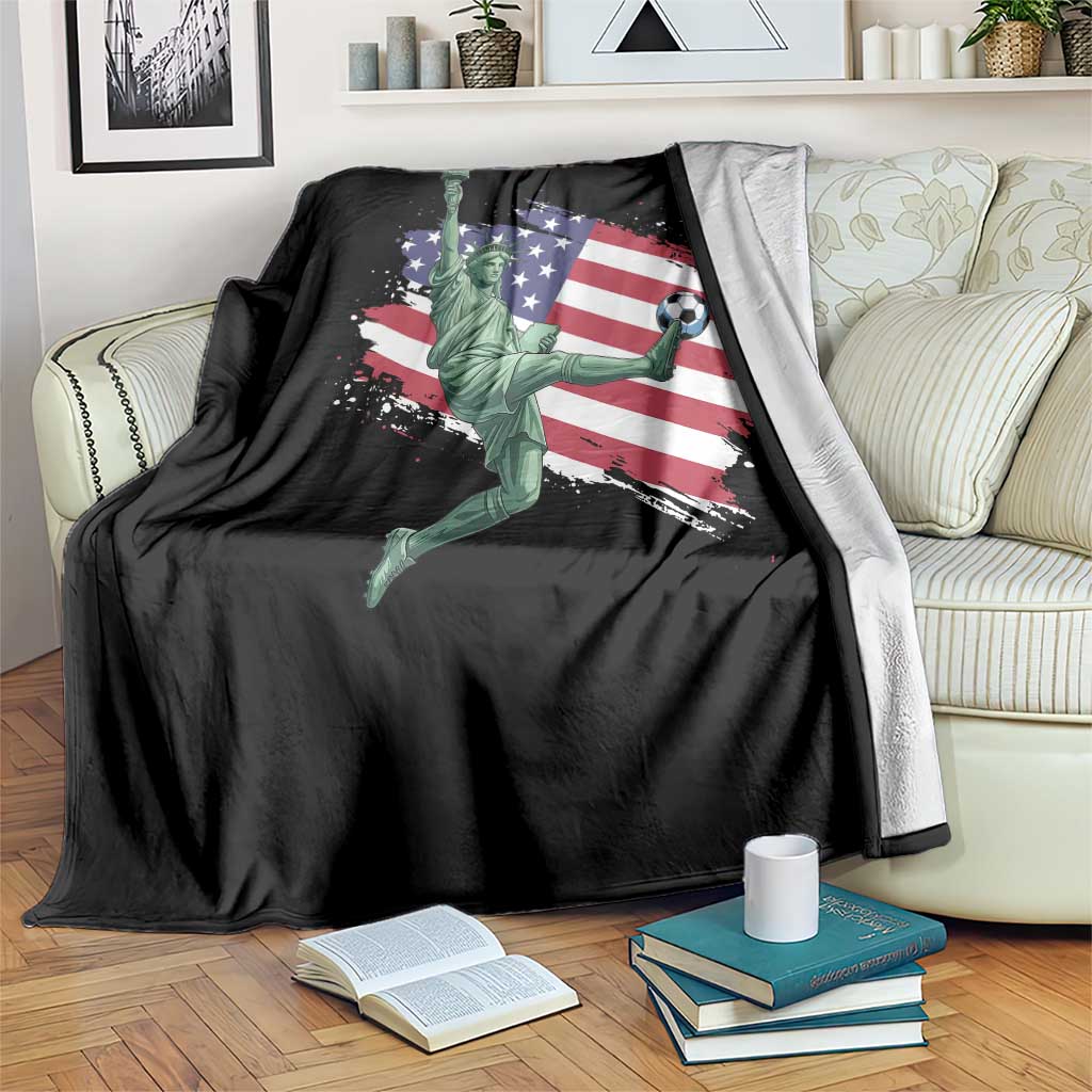 Funny Statue Of Liberty Playing Soccer Throw Blanket New Yorker Fan Gift