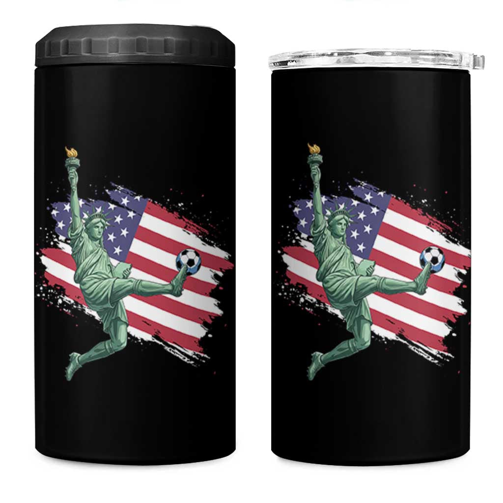 Funny Statue Of Liberty Playing Soccer 4 in 1 Can Cooler Tumbler New Yorker Fan Gift