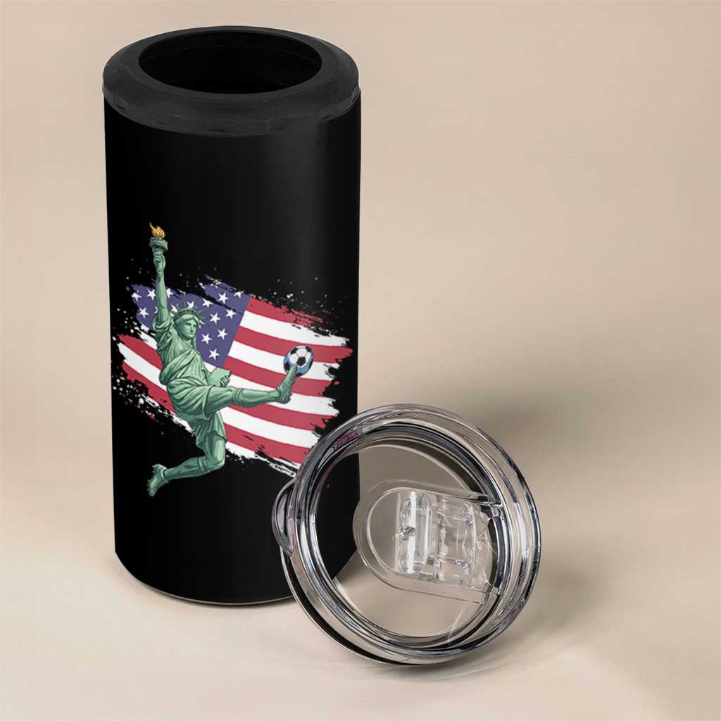 Funny Statue Of Liberty Playing Soccer 4 in 1 Can Cooler Tumbler New Yorker Fan Gift