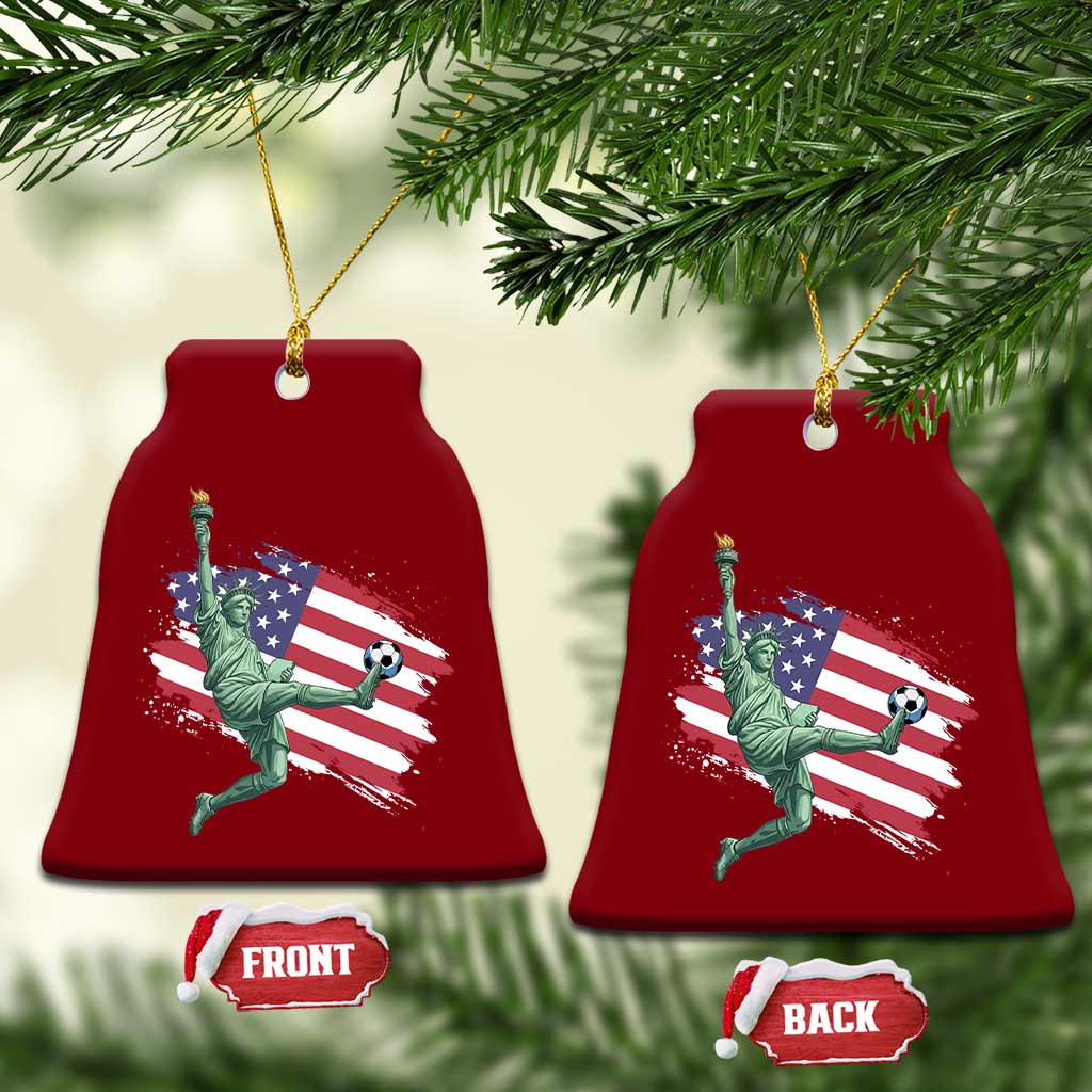 Funny Statue Of Liberty Playing Soccer Ceramic Ornament New Yorker Fan Gift