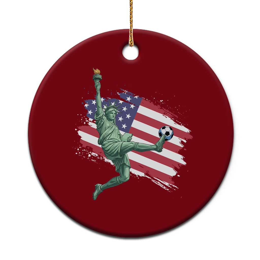 Funny Statue Of Liberty Playing Soccer Ceramic Ornament New Yorker Fan Gift