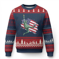 Funny Statue Of Liberty Playing Soccer Ugly Christmas Sweater New Yorker Fan Gift