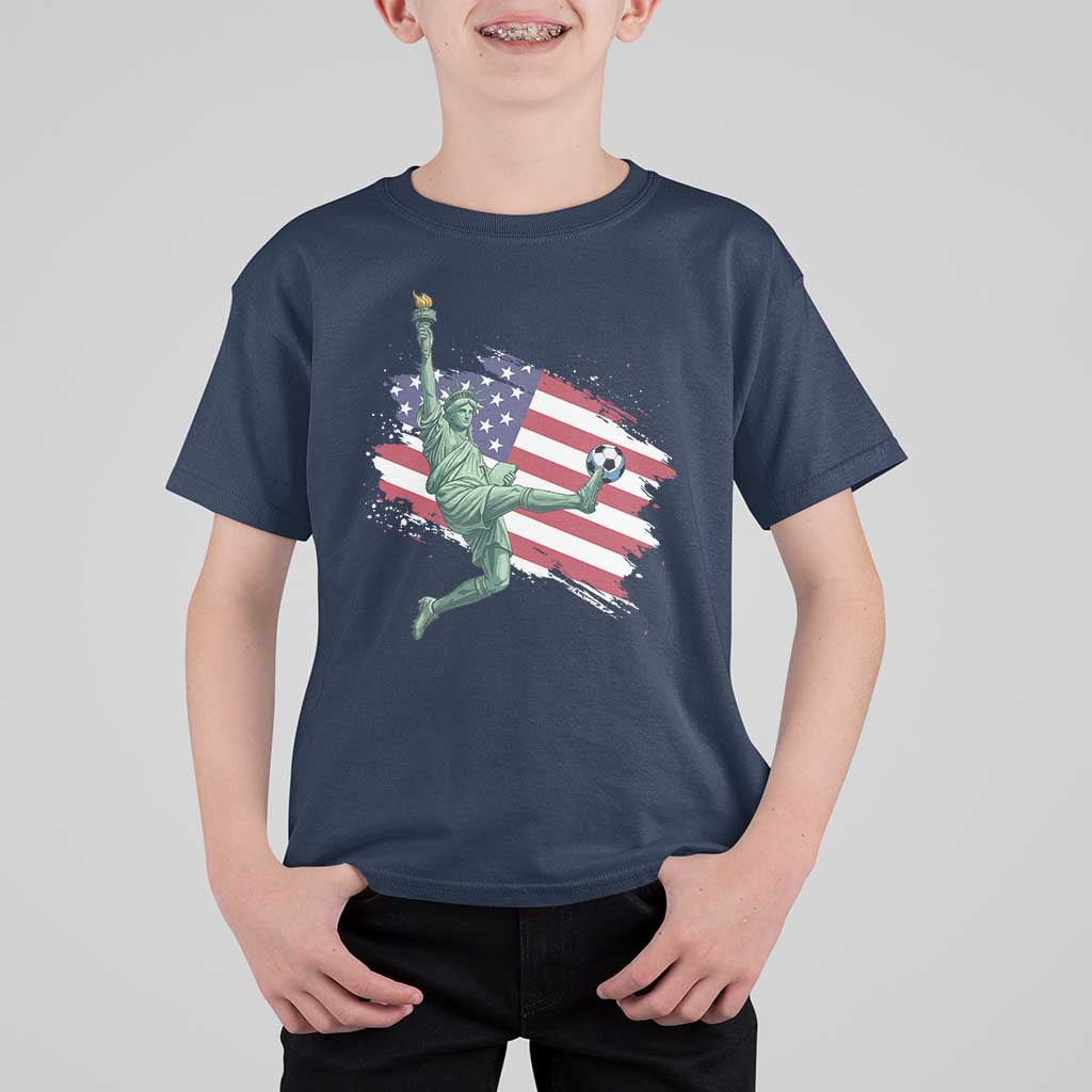 Funny Statue Of Liberty Playing Soccer T Shirt For Kid New Yorker Fan Gift