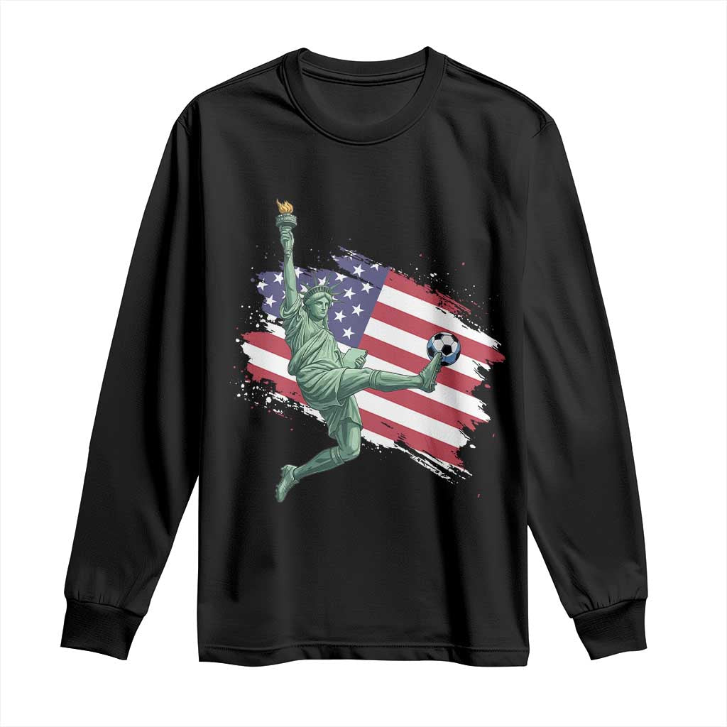 Funny Statue Of Liberty Playing Soccer Long Sleeve Shirt New Yorker Fan Gift
