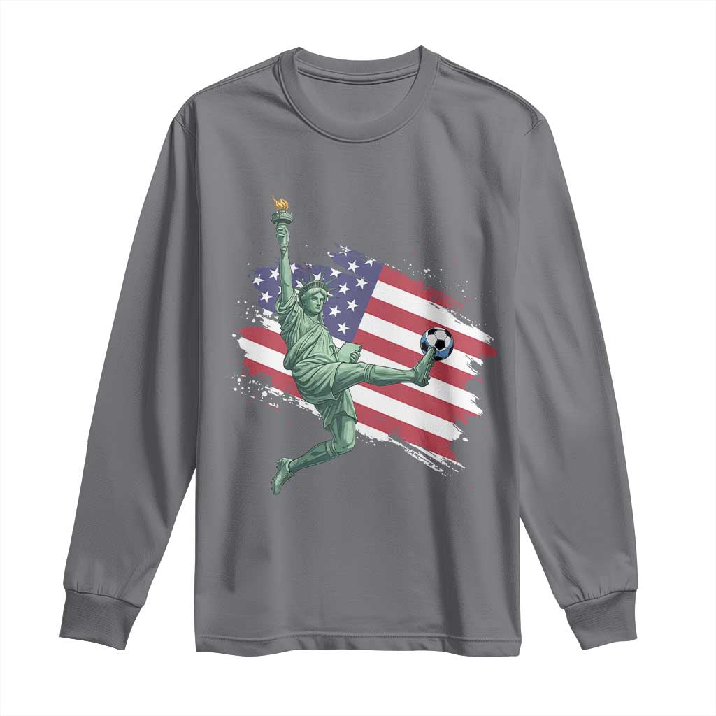 Funny Statue Of Liberty Playing Soccer Long Sleeve Shirt New Yorker Fan Gift