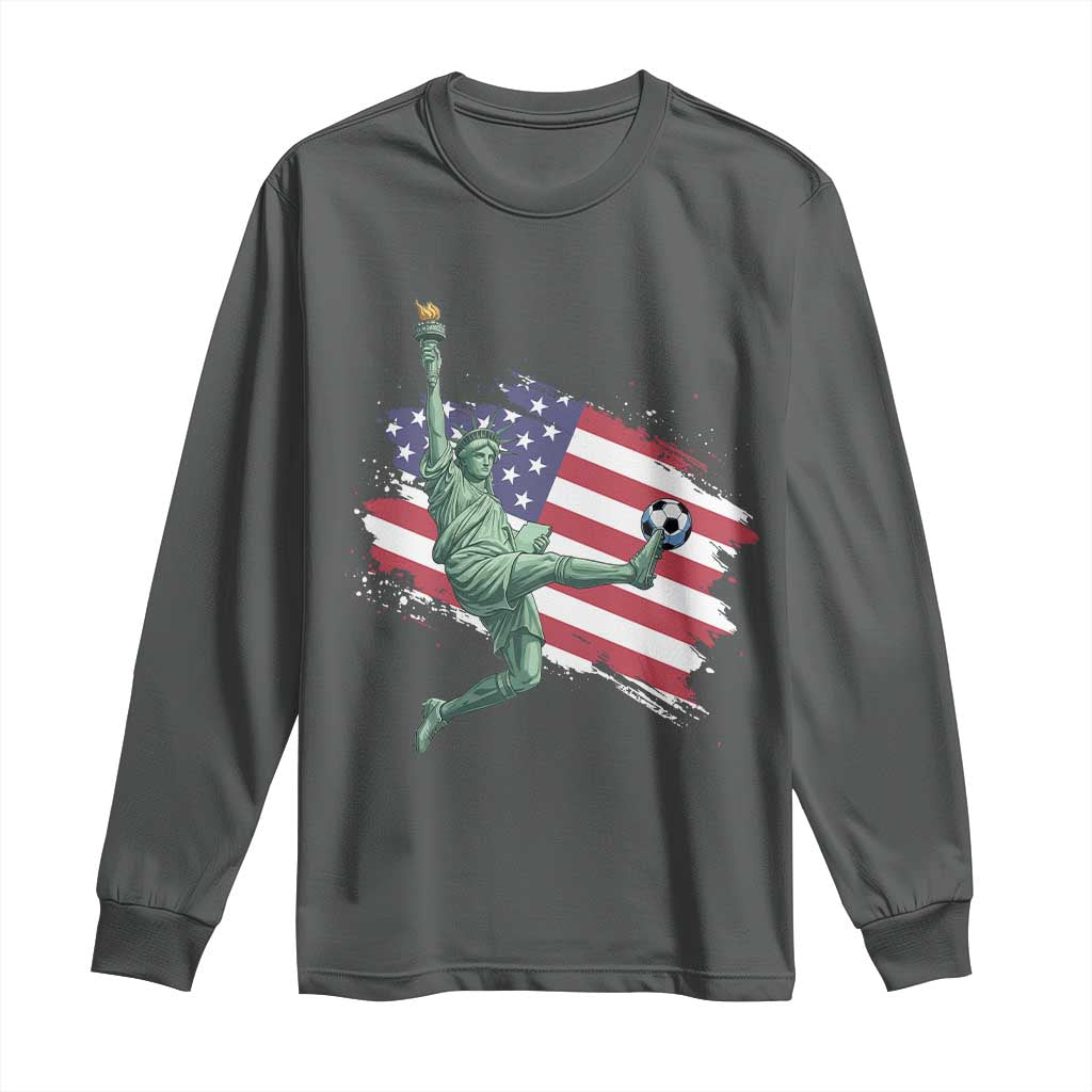 Funny Statue Of Liberty Playing Soccer Long Sleeve Shirt New Yorker Fan Gift