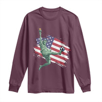 Funny Statue Of Liberty Playing Soccer Long Sleeve Shirt New Yorker Fan Gift