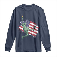 Funny Statue Of Liberty Playing Soccer Long Sleeve Shirt New Yorker Fan Gift