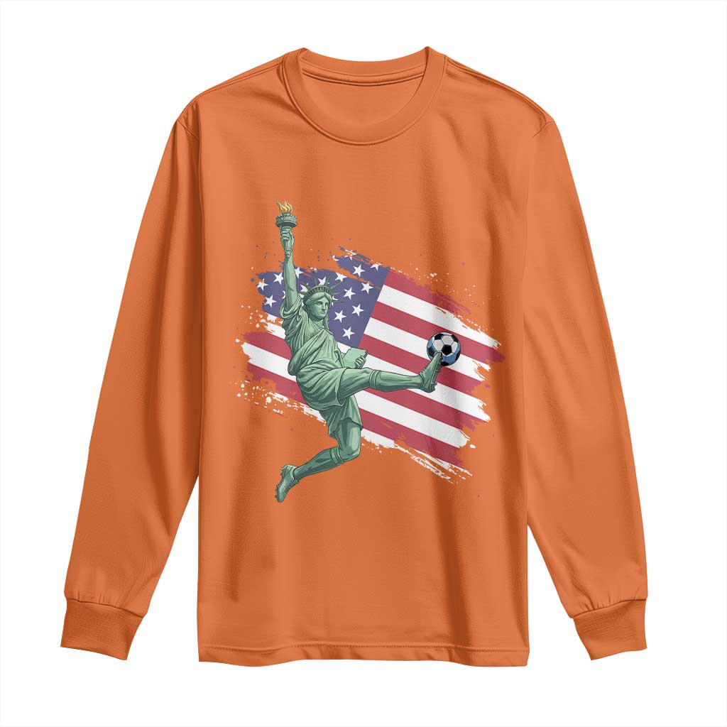 Funny Statue Of Liberty Playing Soccer Long Sleeve Shirt New Yorker Fan Gift