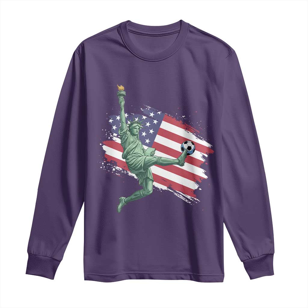 Funny Statue Of Liberty Playing Soccer Long Sleeve Shirt New Yorker Fan Gift