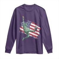 Funny Statue Of Liberty Playing Soccer Long Sleeve Shirt New Yorker Fan Gift