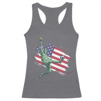 Funny Statue Of Liberty Playing Soccer Racerback Tank Top New Yorker Fan Gift