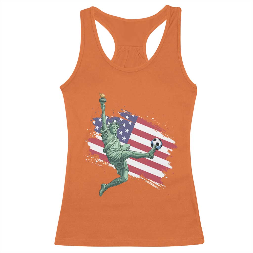 Funny Statue Of Liberty Playing Soccer Racerback Tank Top New Yorker Fan Gift
