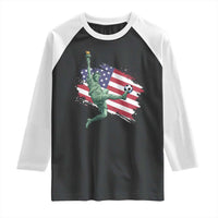 Funny Statue Of Liberty Playing Soccer Raglan Shirt New Yorker Fan Gift