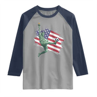 Funny Statue Of Liberty Playing Soccer Raglan Shirt New Yorker Fan Gift