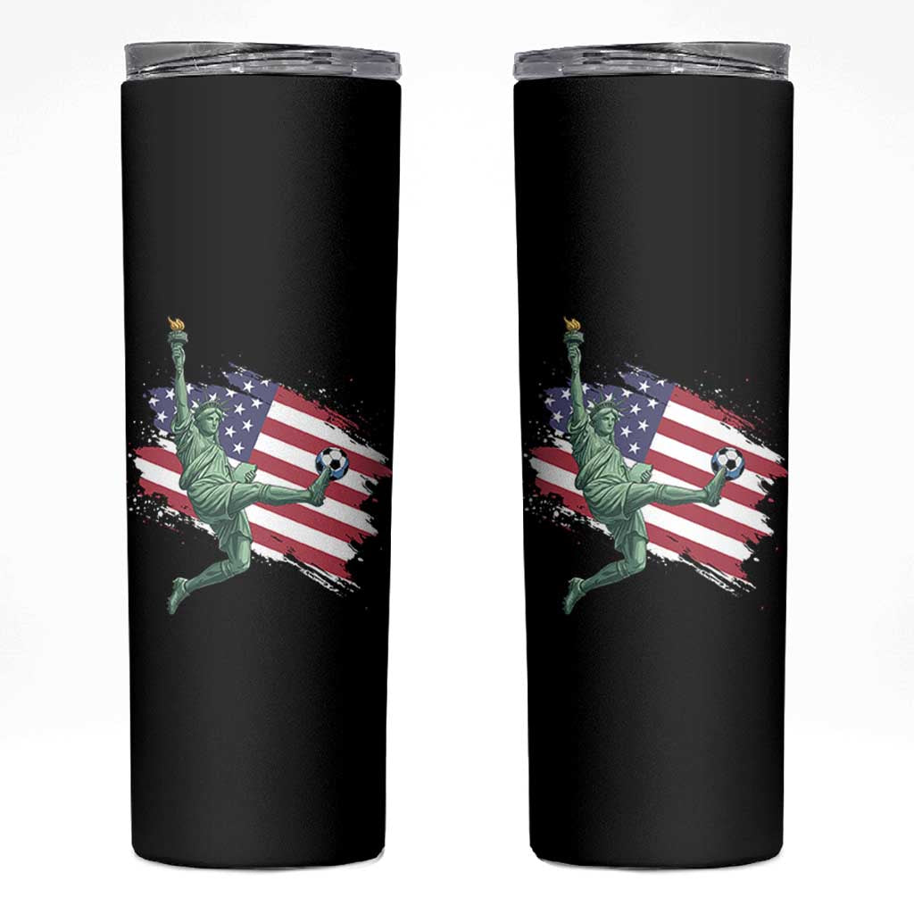 Funny Statue Of Liberty Playing Soccer Skinny Tumbler New Yorker Fan Gift
