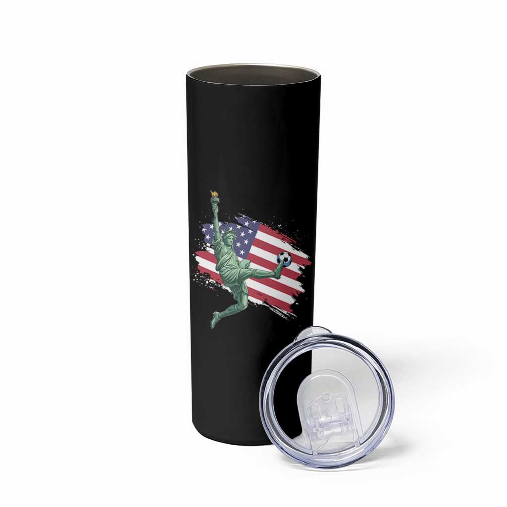 Funny Statue Of Liberty Playing Soccer Skinny Tumbler New Yorker Fan Gift