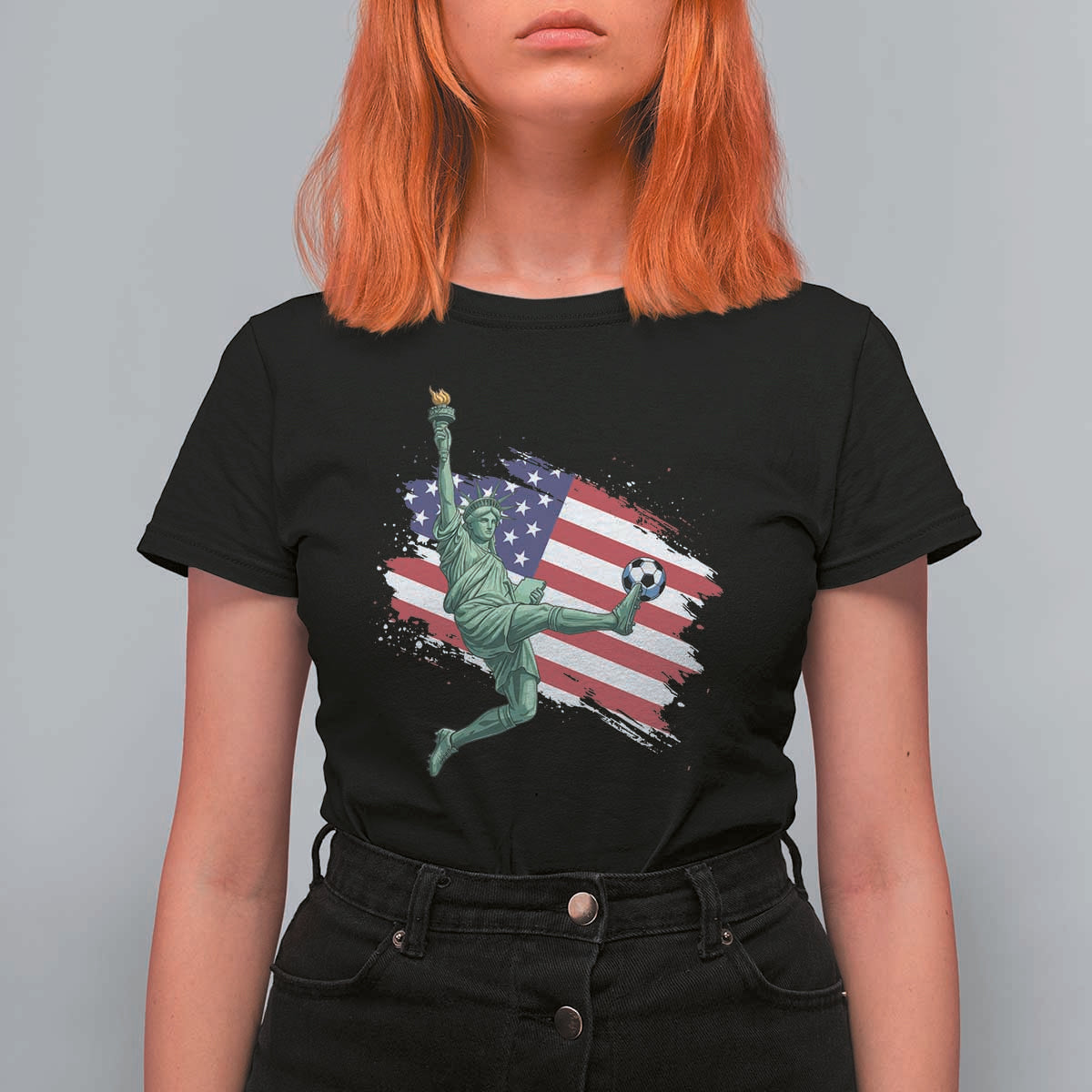Funny Statue Of Liberty Playing Soccer T Shirt For Women New Yorker Fan Gift