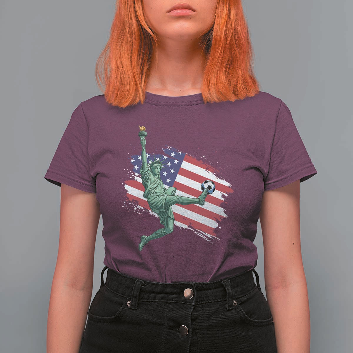 Funny Statue Of Liberty Playing Soccer T Shirt For Women New Yorker Fan Gift