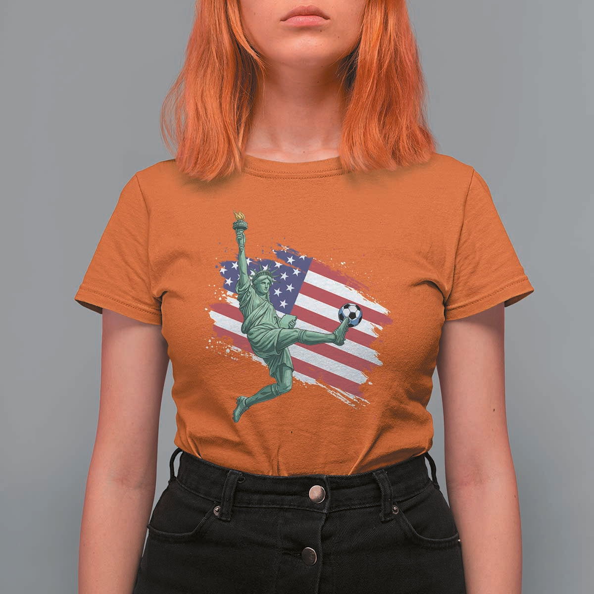 Funny Statue Of Liberty Playing Soccer T Shirt For Women New Yorker Fan Gift