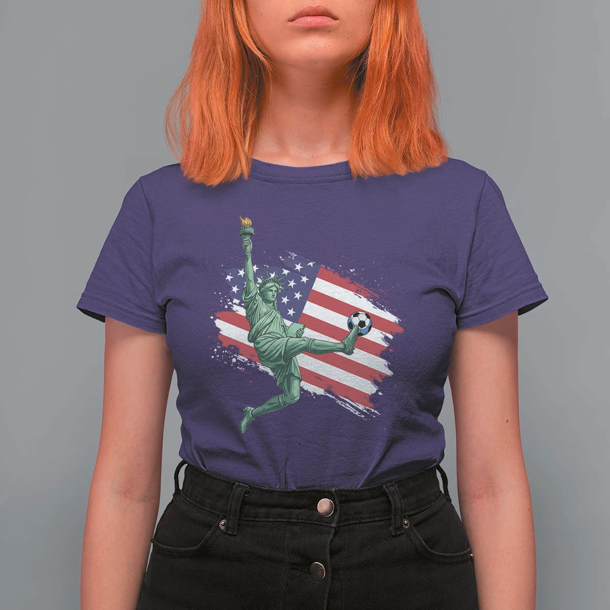 Funny Statue Of Liberty Playing Soccer T Shirt For Women New Yorker Fan Gift