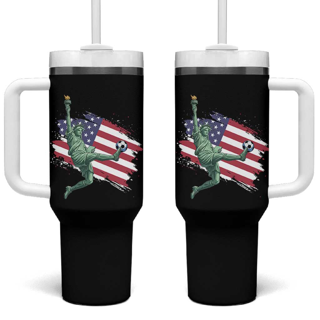 Funny Statue Of Liberty Playing Soccer Tumbler With Handle New Yorker Fan Gift