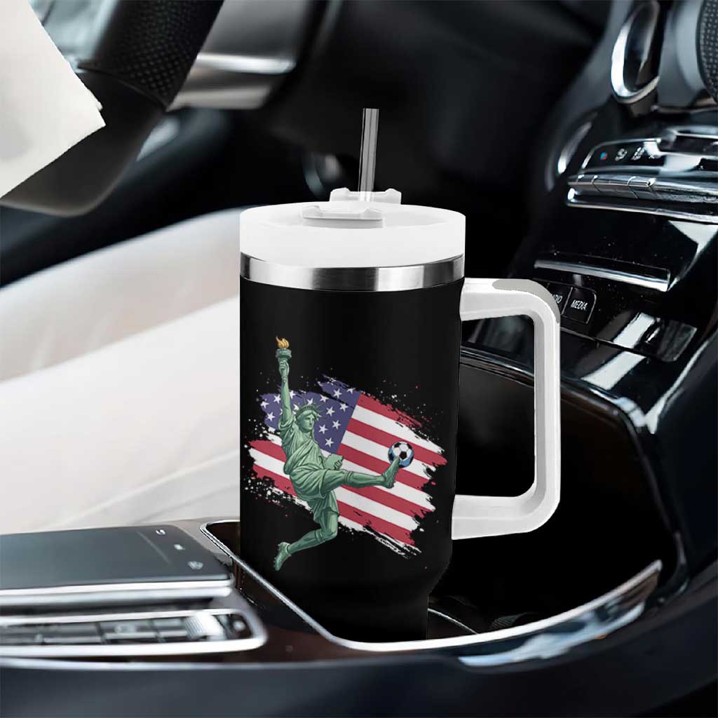 Funny Statue Of Liberty Playing Soccer Tumbler With Handle New Yorker Fan Gift