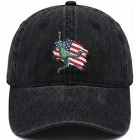 Funny Statue Of Liberty Playing Soccer Washed Cotton Baseball Cap New Yorker Fan Gift
