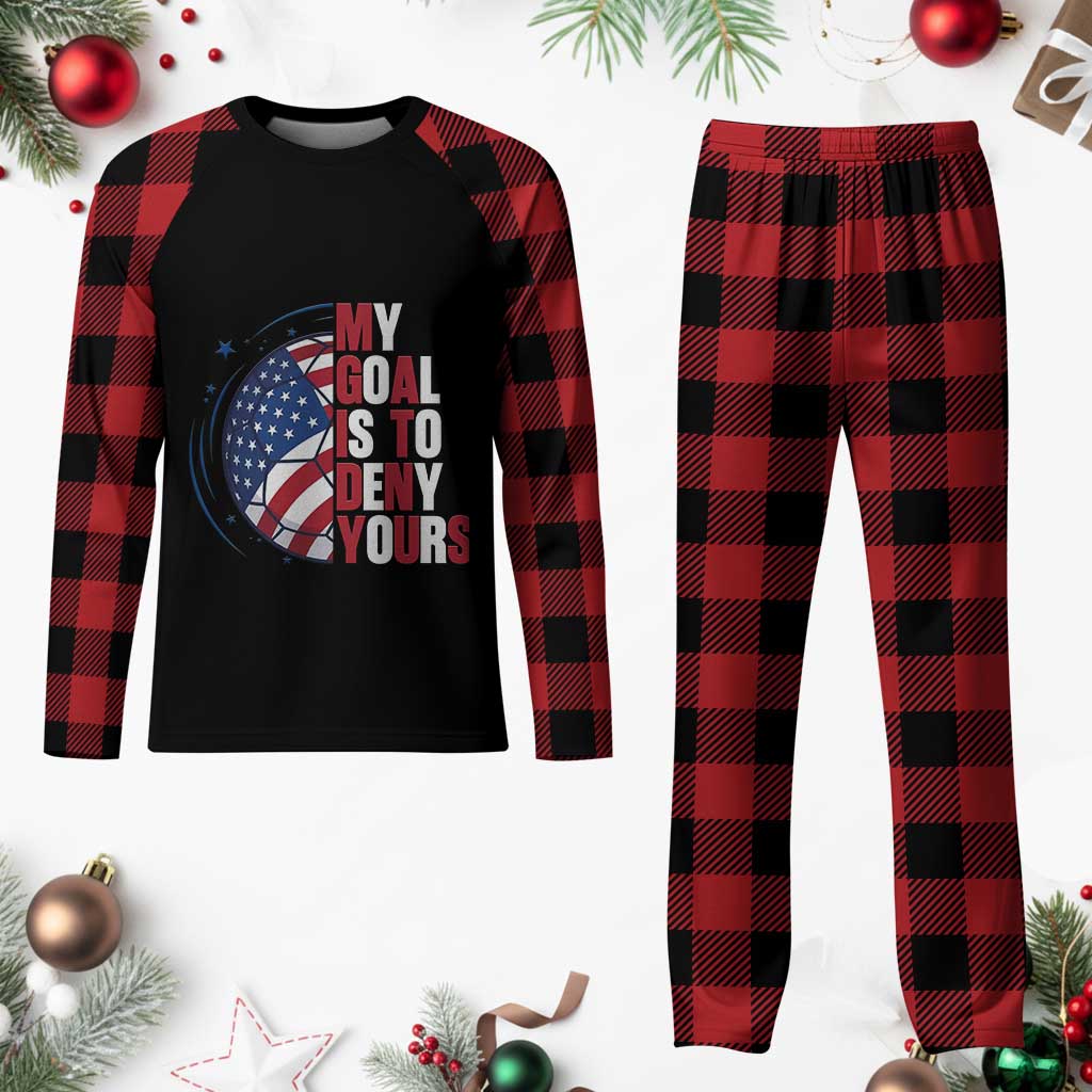 My Goal Is To Deny Yours Plaid Pajama Set Soccer Goalie Gift