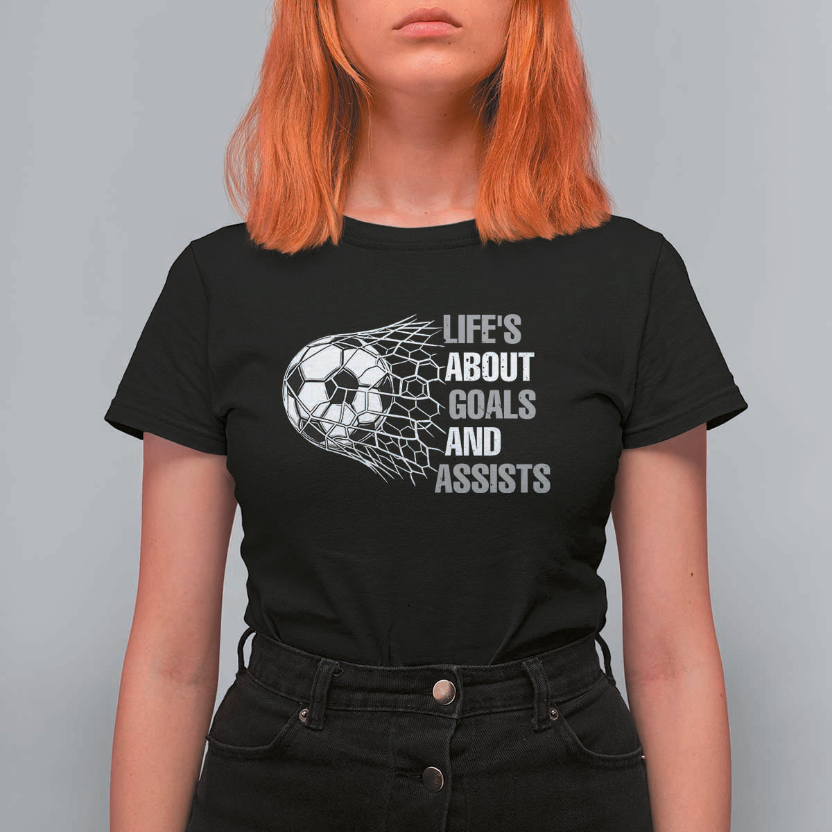 Funny Life Is About Goals And Assists T Shirt For Women Soccer Lover