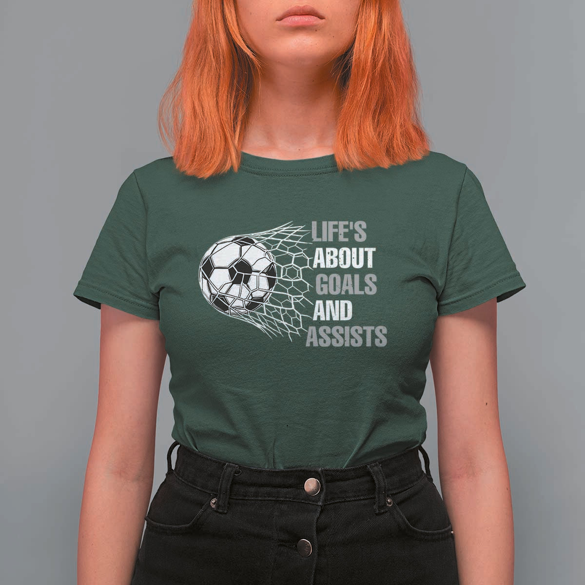 Funny Life Is About Goals And Assists T Shirt For Women Soccer Lover