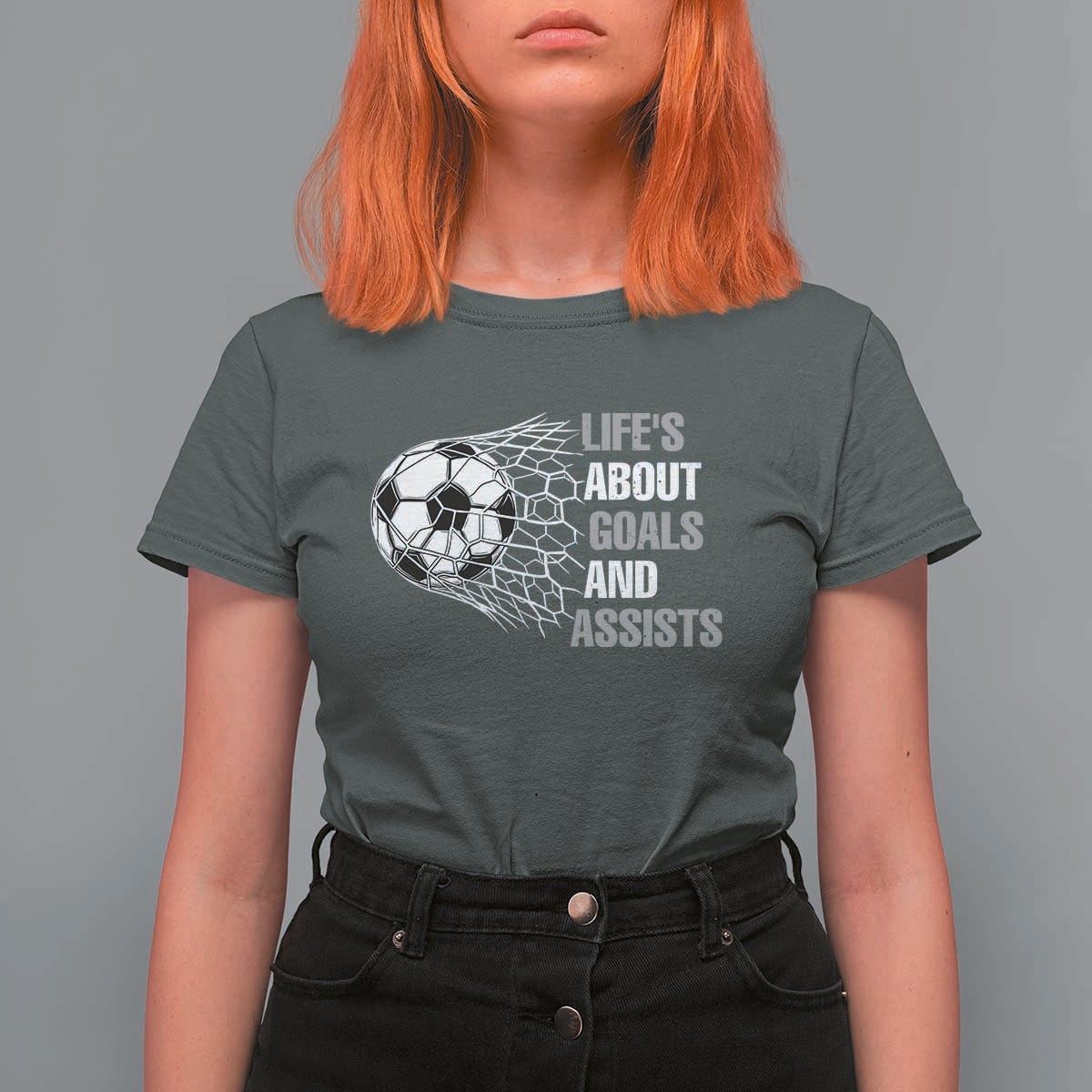 Funny Life Is About Goals And Assists T Shirt For Women Soccer Lover