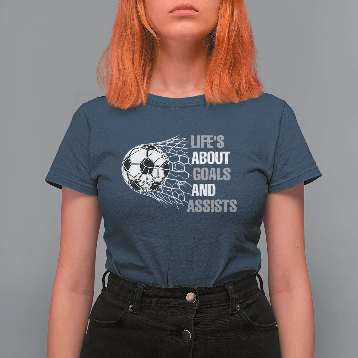 Funny Life Is About Goals And Assists T Shirt For Women Soccer Lover