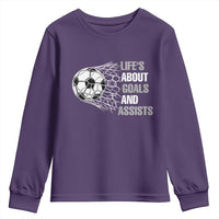 Funny Life Is About Goals And Assists Youth Sweatshirt Soccer Lover