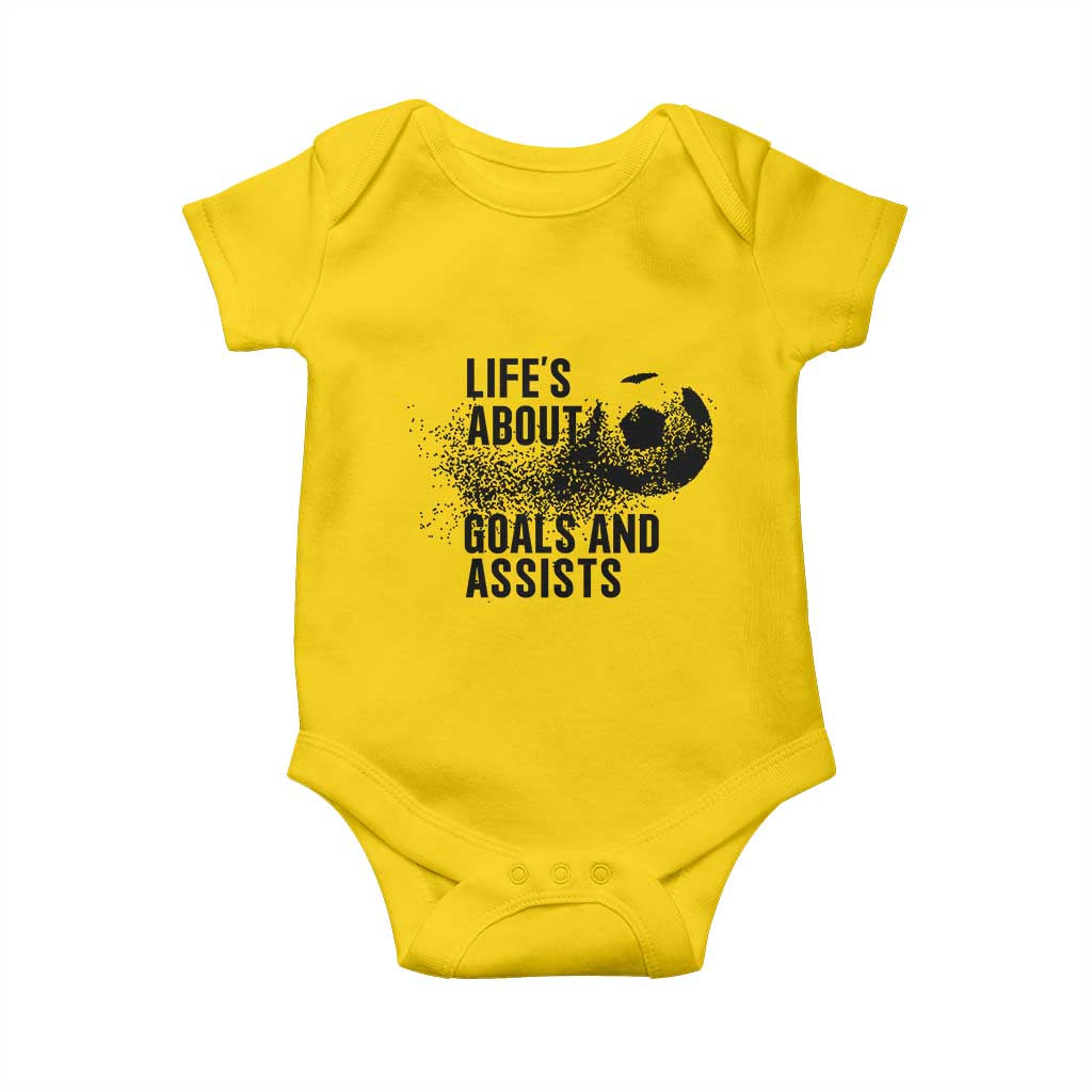 Funny Life Is About Goals And Assists Baby Onesie Goalkeepers Gifts